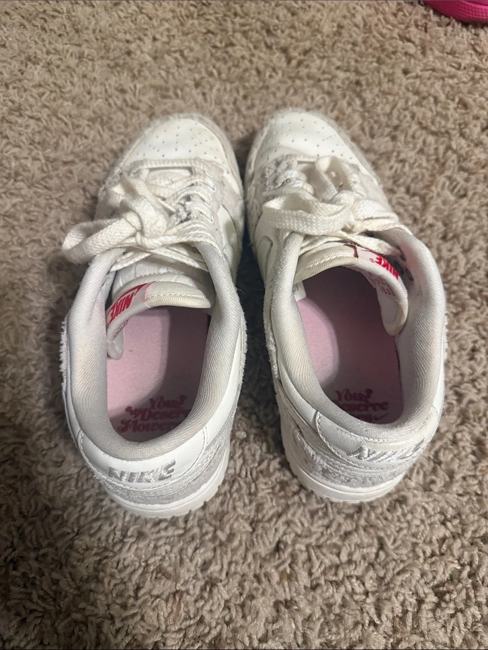 Nike Kids White Low-Top Sneakers with Lace Overlay